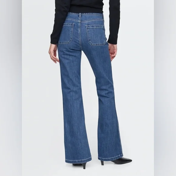 GAP 'High-Rise 70s Flare' Medium Wash Jeans with Front Pockets - Size 29 - Picture 3 of 16